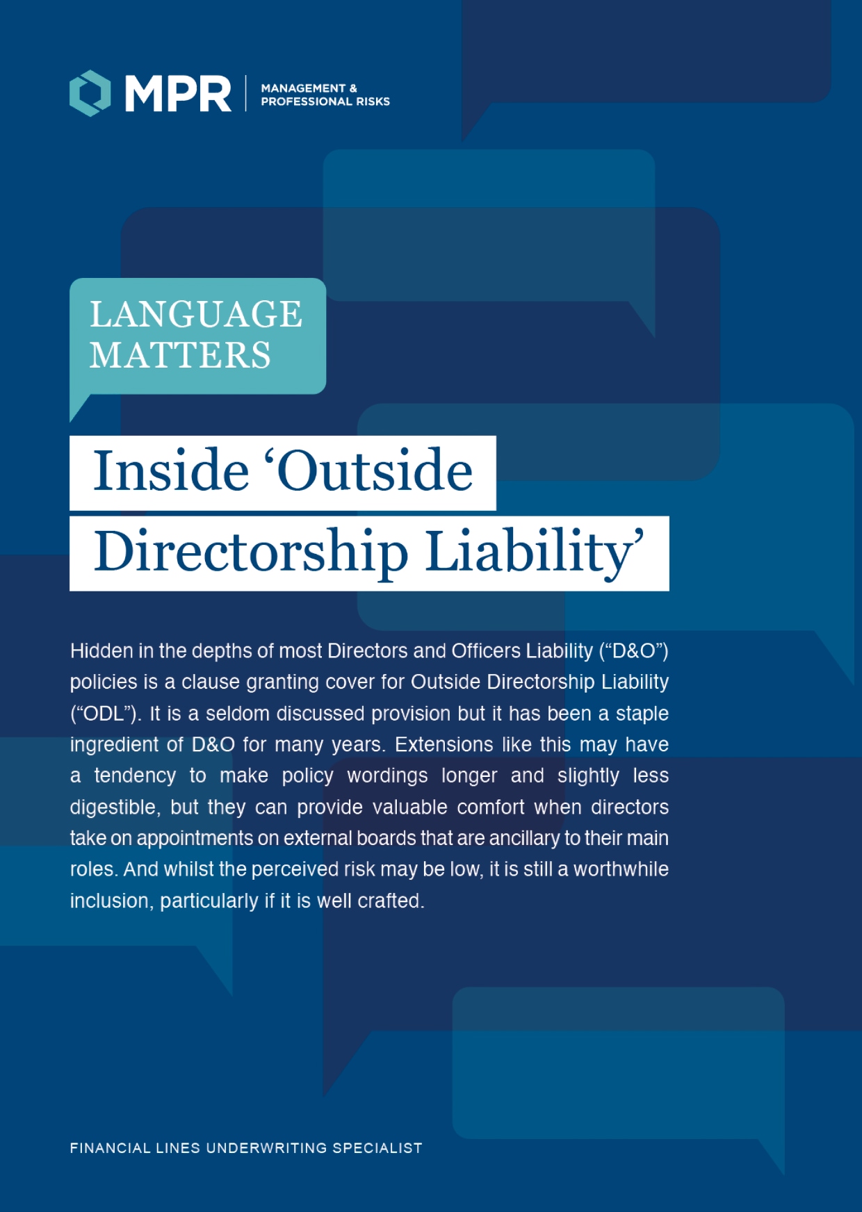 Cover of Inside 'Outside Directorship Liability' brochure