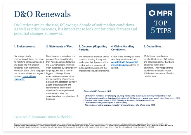Cover of D&O Renewals PDF